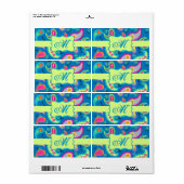 Turquoise Blue Green Modern Paisley Pattern Etiket (Full Sheet)