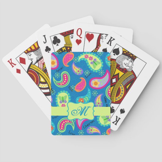 Turquoise Blue Green Modern Paisley Pattern Pokerkaarten (Achterkant)