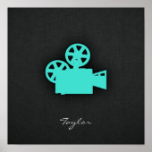 Turquoise; Blue Green Movie Camera Poster (Voorkant)