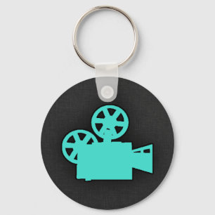 Turquoise; Blue Green Movie Camera Sleutelhanger