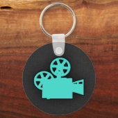 Turquoise; Blue Green Movie Camera Sleutelhanger (Voorkant)