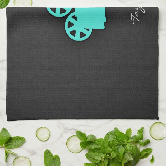 Turquoise; Blue Green Movie Camera Theedoek (Gevouwen)