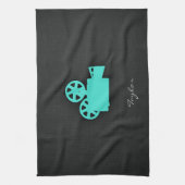 Turquoise; Blue Green Movie Camera Theedoek (Verticaal)