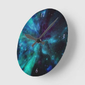 Turquoise Blue Green Space Nebula Ronde Klok (Hoek)