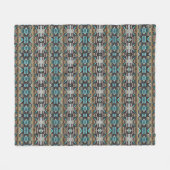 Turquoise Blue Green Taupe Brown tribale patroon Fleece Deken (Voorkant (Horizontaal))