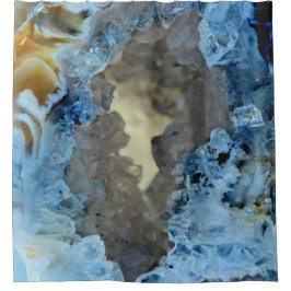Turquoise Blue Grey Cream Geode Crystals Afbeeldin Douchegordijn