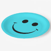 Turquoise Blue Happy Face Birthday Cute Papieren Bordje (Gekanteld)