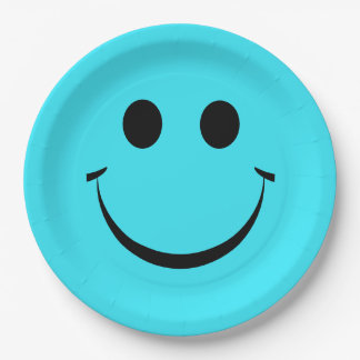 Turquoise Blue Happy Face Birthday Cute Papieren Bordje