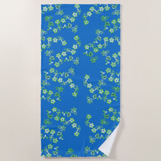Turquoise Blue Hibiscus Print Strandlaken (Voorkant)