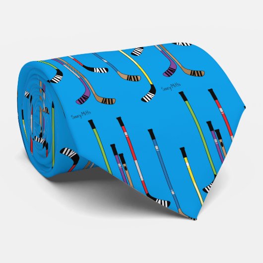 Turquoise Blue Hockey Sticks Stropdas (Opgerold)