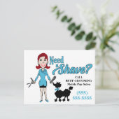 Turquoise Blue Humorous Need A Shave Groomer Posts Briefkaart (Staand voorkant)