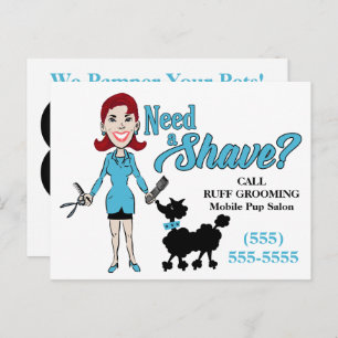 Turquoise Blue Humorous Need A Shave Groomer Posts Briefkaart