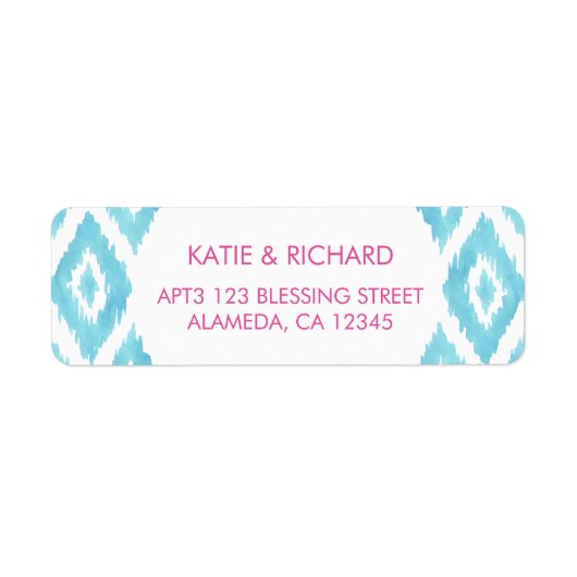 Turquoise Blue Ikat Etiket (Voorkant)