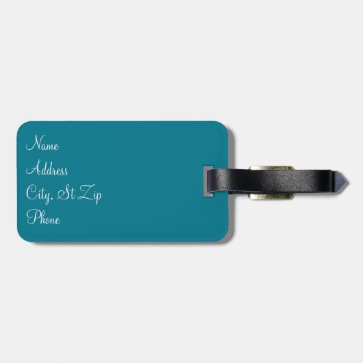 Turquoise Blue Jaguar Animal Print met hart Bagagelabel (Achterkant horizontaal)