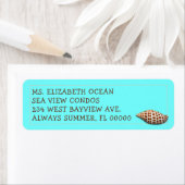 Turquoise Blue Junonia Seashell Adresetiketten Etiket (Insitu)