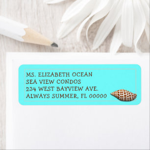 Turquoise Blue Junonia Seashell Adresetiketten Etiket