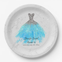 Turquoise Blue Jurk Glitter Sweet Sixteen