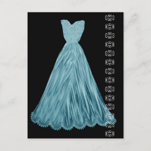 Turquoise Blue Jurk met Kant Accent Briefkaart