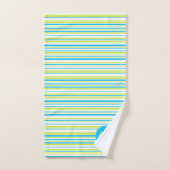 Turquoise blue kalme groene strepen Naam Monogram Bad Handdoek (Handdoek)