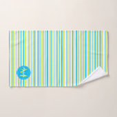 Turquoise blue kalme groene strepen Naam Monogram Bad Handdoek (Handdoek)