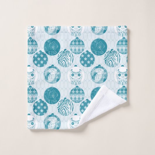 Turquoise , Blue , kerstpatroon Bad Handdoek (Wasdoekje)