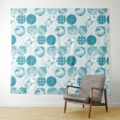 Turquoise , Blue , kerstpatroon Wandkleed (In Situ (horizontaal))