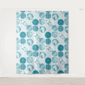 Turquoise , Blue , kerstpatroon Wandkleed (Voorkant)