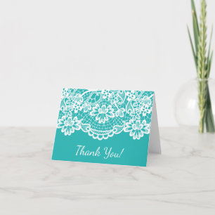 Turquoise Blue Lace Bedankt Opmerking