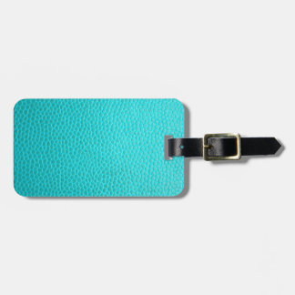 Turquoise Blue Leather Textern Pattern Bagagelabel