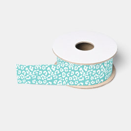 Turquoise Blue Leopard Cheetah Print Grosgrain Lint