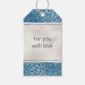 Turquoise Blue Leopard Print Glitter Cadeaulabel (Voorkant)