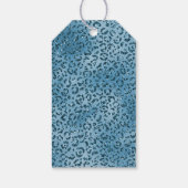 Turquoise Blue Leopard Print Glitter Cadeaulabel (Achterkant)