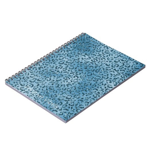 Turquoise Blue Leopard Print Glitter        Notitieboek (Linkerzijde)