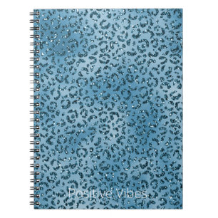 Turquoise Blue Leopard Print Glitter        Notitieboek