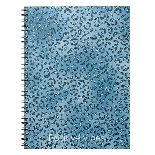 Turquoise Blue Leopard Print Glitter        Notitieboek (Voorkant)
