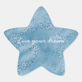 Turquoise Blue Leopard Print Ster Sticker