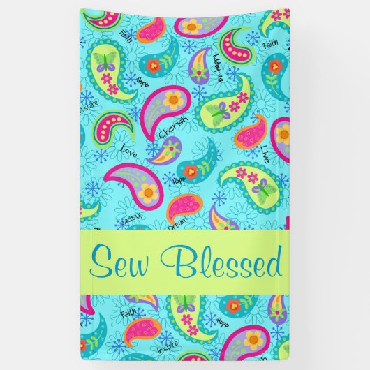 Turquoise Blue Lime Green Modern Paisley Pattern Spandoek (Verticaal)