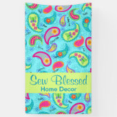 Turquoise Blue Lime Green Modern Paisley Pattern Spandoek (Verticaal)