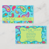 Turquoise Blue Lime Green Modern Paisley Pattern Visitekaartje (Voorkant / Achterkant)