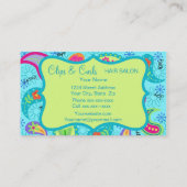 Turquoise Blue Lime Green Modern Paisley Pattern Visitekaartje (Achterkant)