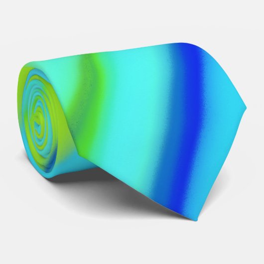 Turquoise Blue Limoen Abstracte Stripes Stropdas (Opgerold)