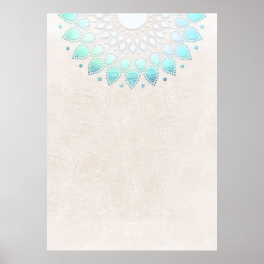 Turquoise Blue Lotus Mandala Art Poster (Voorkant)