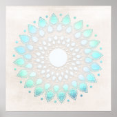 Turquoise Blue Lotus Mandala Art Poster (Voorkant)