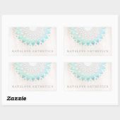 Turquoise Blue Lotus Mandala Borhed White marble Rechthoekige Sticker (Vel)