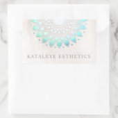 Turquoise Blue Lotus Mandala Borhed White marble Rechthoekige Sticker (Tas)