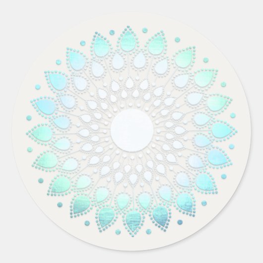 Turquoise Blue Lotus Mandala Spa en Beauty Ronde Sticker (Voorkant)