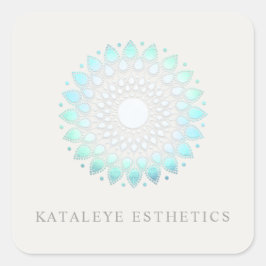 Turquoise Blue Lotus Mandala Spa en Beauty Vierkante Sticker