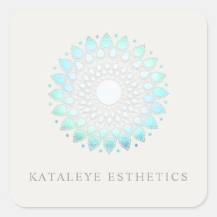 Turquoise Blue Lotus Mandala Spa en Beauty Vierkante Sticker