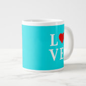 Turquoise Blue LOVE Modern Stijlvol Grote Koffiekop (Voorkant rechts)