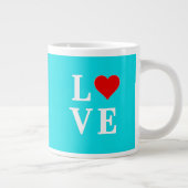 Turquoise Blue LOVE Modern Stijlvol Grote Koffiekop (Rechts)